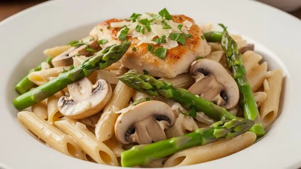 Creamy Mushroom & Asparagus Chicken Penne