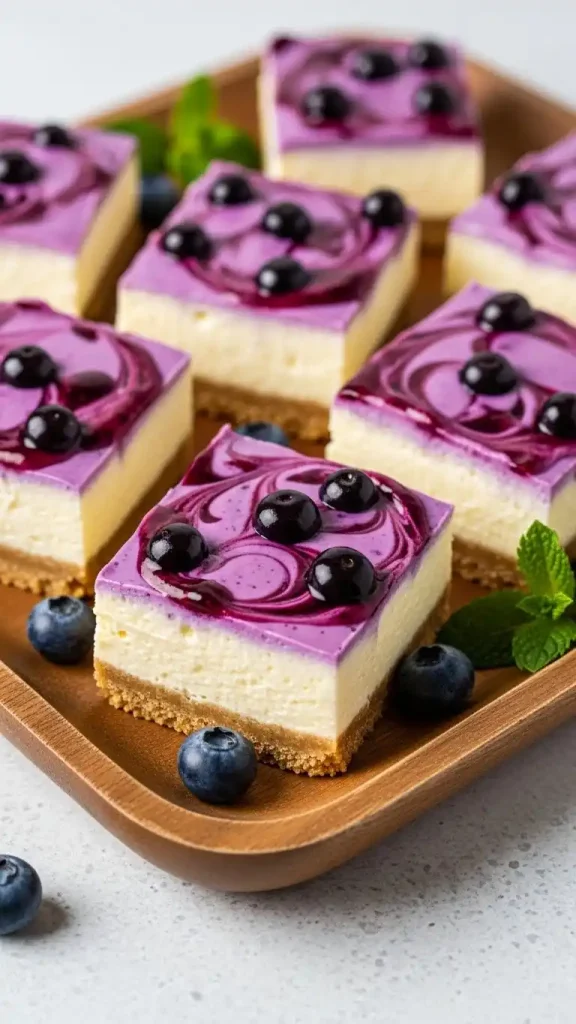 How to Serve No-Bake Blueberry Cheesecake Bars