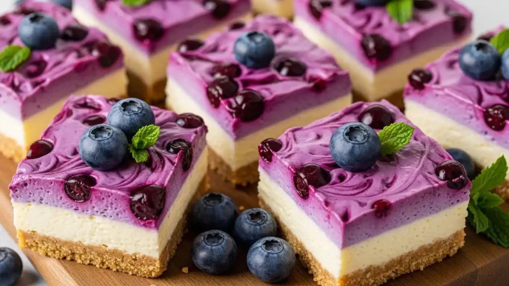 No-Bake Blueberry Cheesecake Bars