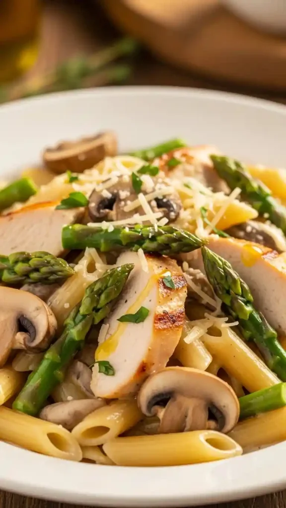 how to make Creamy Mushroom & Asparagus Chicken Penne